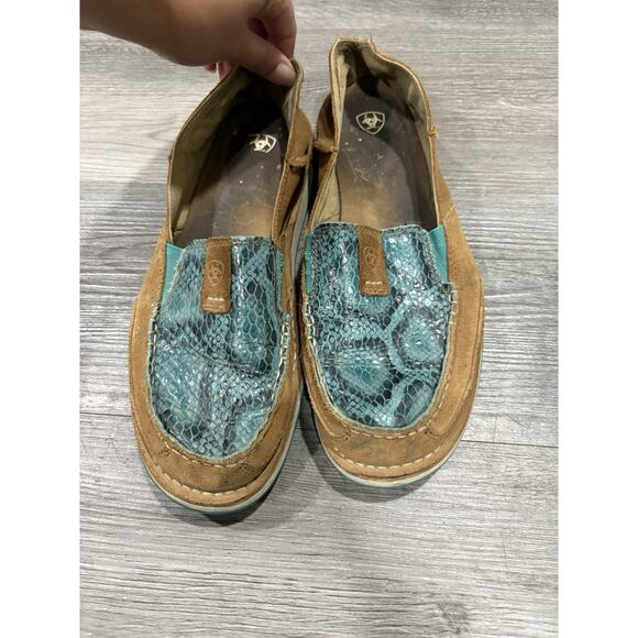 Ariat Cruiser Loafers Women's Snakeskin Comfort Slip-On Tan Brown 11B - Picture 1 of 4